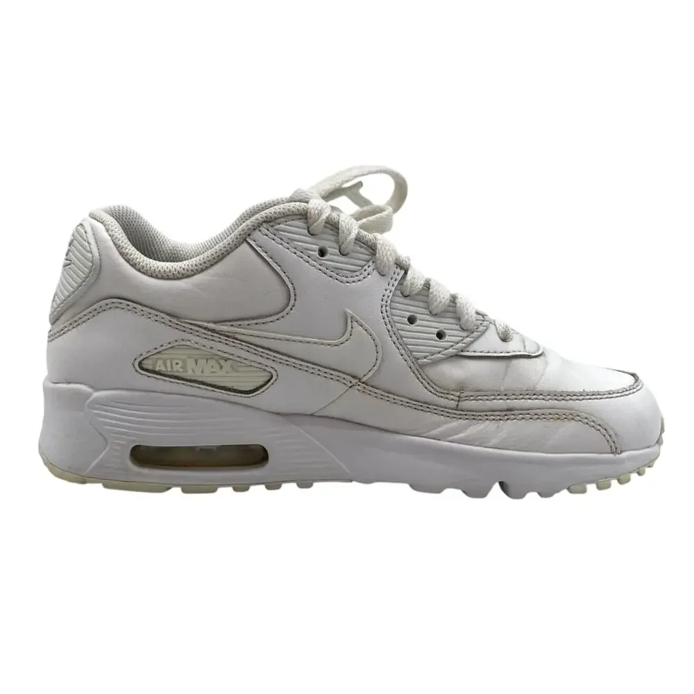 Nike Air Max 90 Sneakers Lace Up White Running Shoes US Size 4.5 Youth